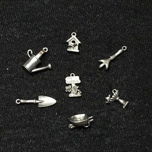 Antiqued Pewter Garden Charm Set of 7